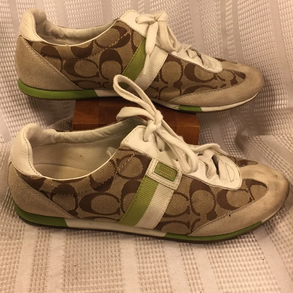 Coach iconic monogrammed canvas/leather sneakers